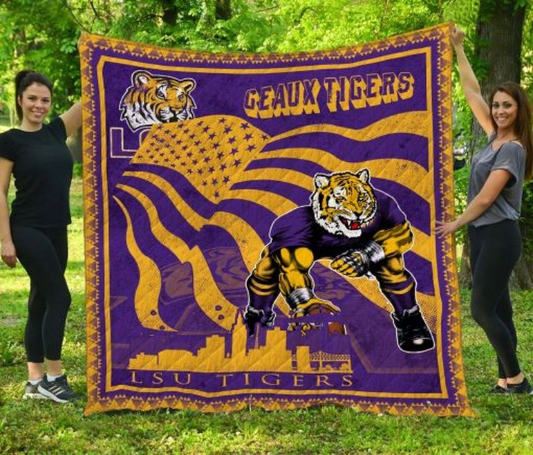 Geaux Tigers Ncaa Lsu Tigers Collected Fleece Quilt Blanket Comfortable