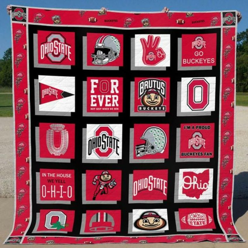 Go Bucks Ncaa Ohio State Buckeyes Collection Collection Fleece Quilt Blanket Premium