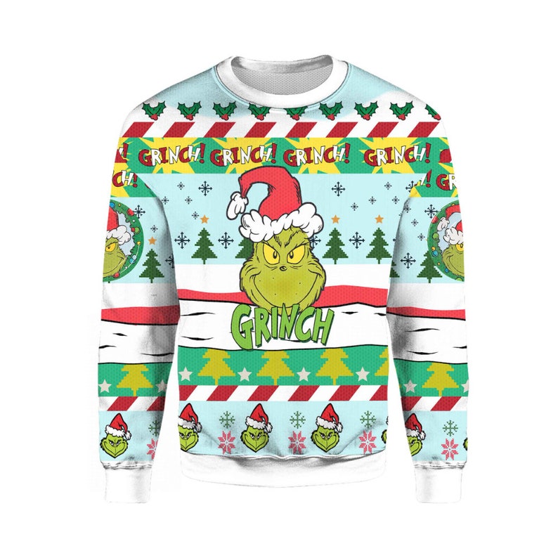 Grinch 2022 Ugly Christmas Sweater Knitted Sweater
