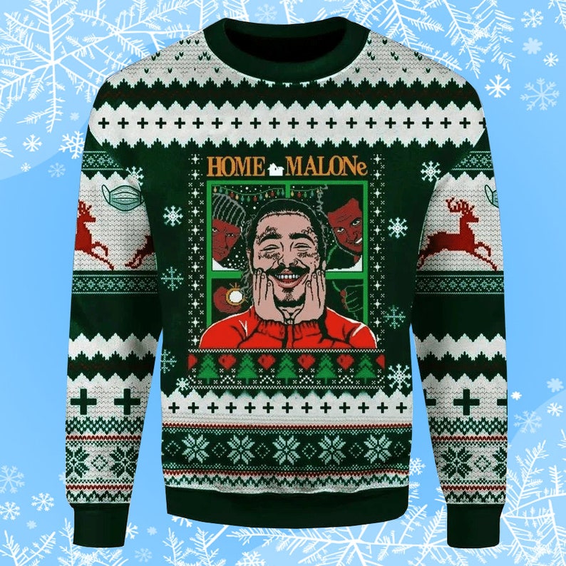 Home Malone Ugly Christmas Sweater Knitted Sweater