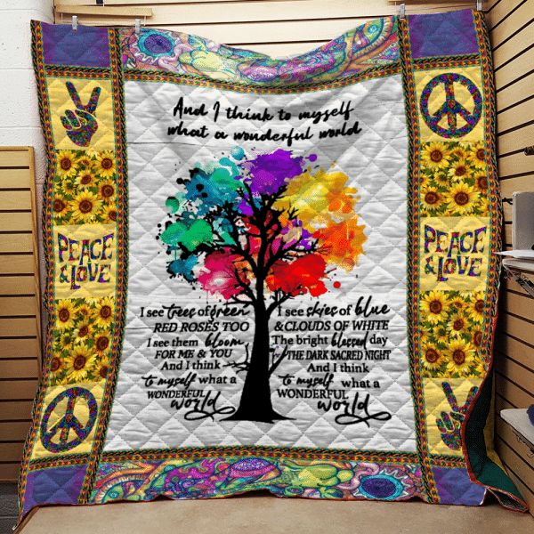 I See Skies Of Blue Hippie Fleece Quilt Blanket Premium