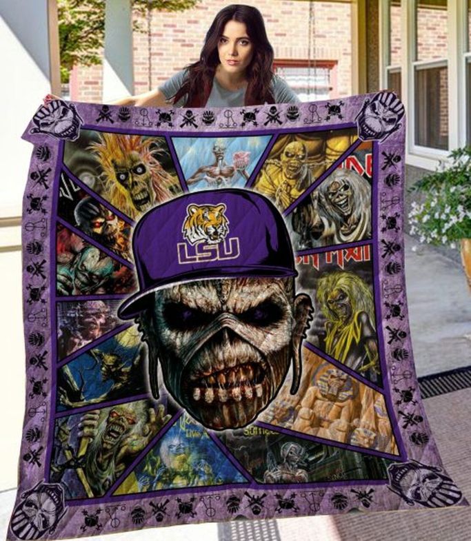 Iron Maiden Ncaa Lsu Tigers Collected Love Fleece Quilt Blanket Premium
