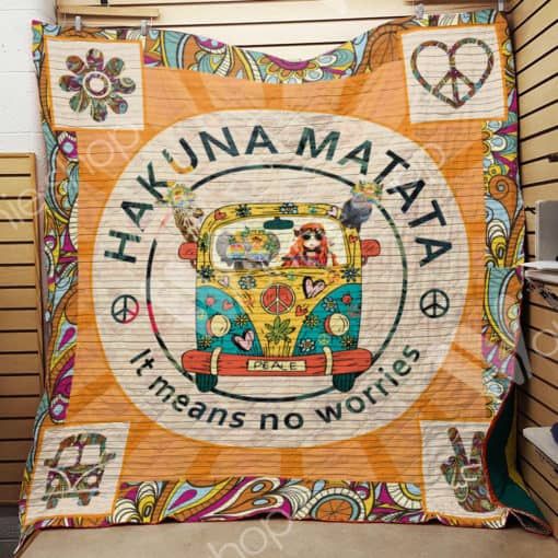 It Means No Worries Hippie Fleece Quilt Blanket Premium