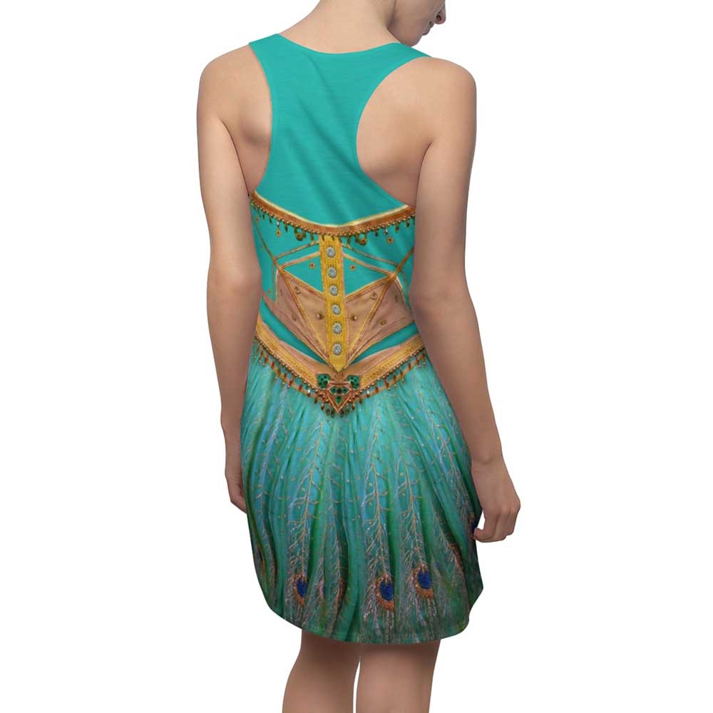 Jasmine Blue Peacock Dress Aladdin Live Action Costume Halloween