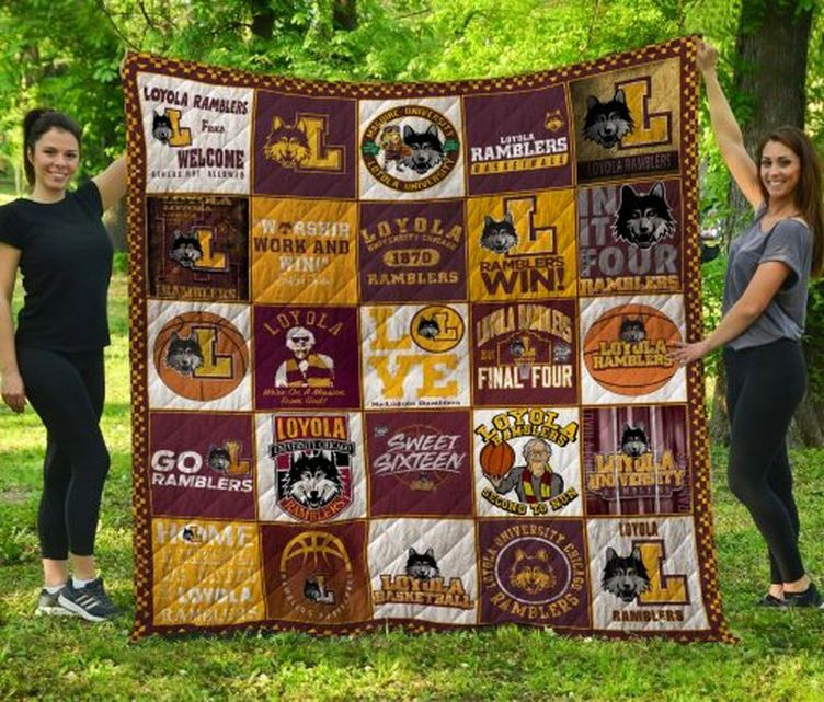 L Ramblers Win Ncaa Loyola Chicago Ramblers Collection Combined Fleece Quilt Blanket Premium