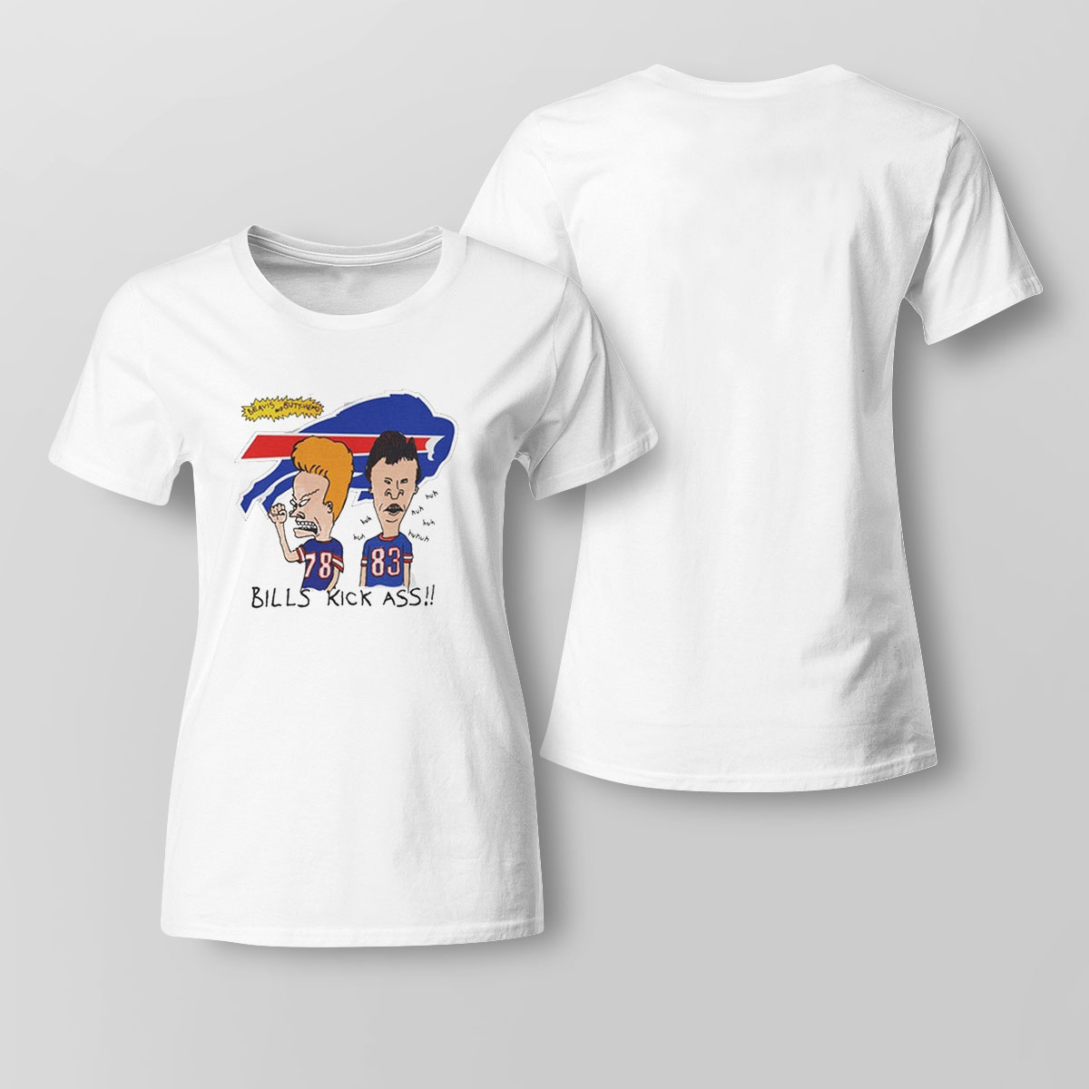 Beavis Butthead Buffalo Bills Kick Ass Shirt Long Sleeve, Ladies Tee