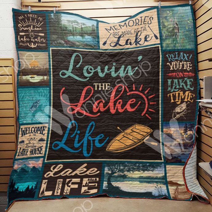 Lovin The Lake Life Great Fleece Quilt Blanket Comfortable