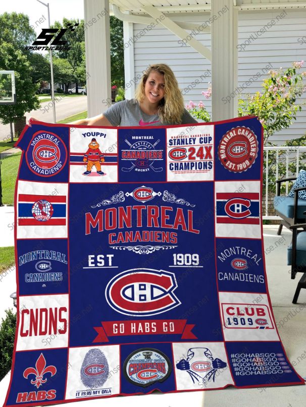 Montral Canadiens Go Habs Go 1909 Collection Fleece Quilt Blanket Gift