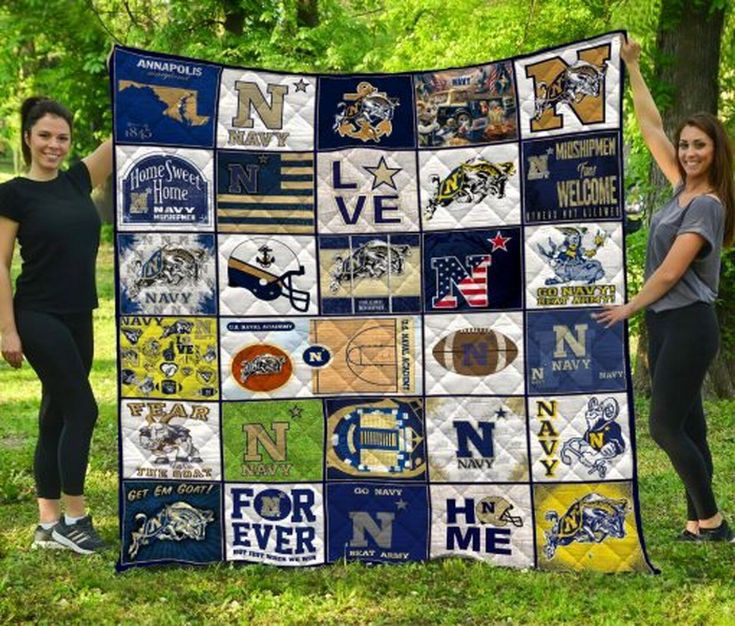 Navy Midshipmen Ncaa Collection Combined Great Fleece Quilt Blanket Premium