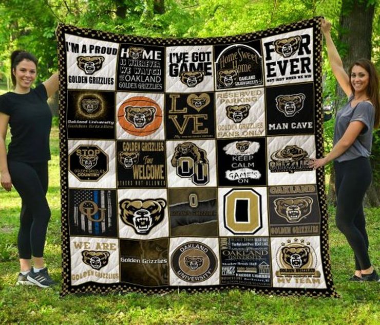 Oakland Golden Grizzlies Ncaa Collection Collected Fleece Quilt Blanket Gift