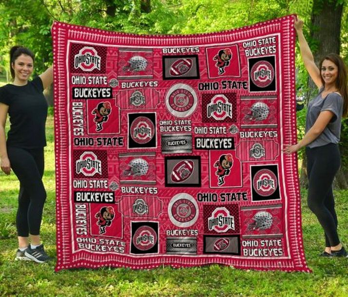 Ohio State Ncaa Ohio State Buckeyes Collection Combined Fleece Quilt Blanket Premium