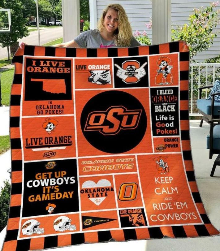 Oklahoma State Cowboys Ncaa Combined Fleece Quilt Blanket Comfortable