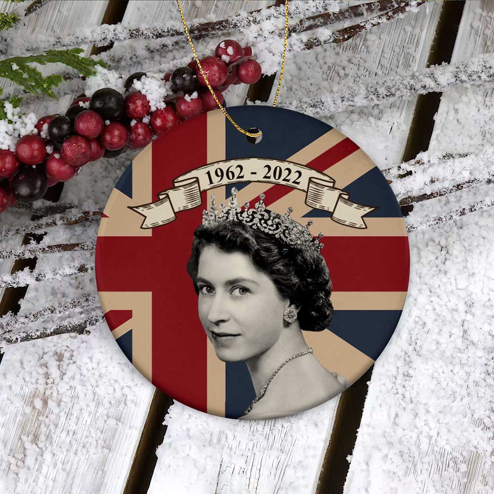 Rip Her Majesty Commemorative Keepsake Uk Flag Queen Elizabeth Memorial Ornament Xmas Tree Decor