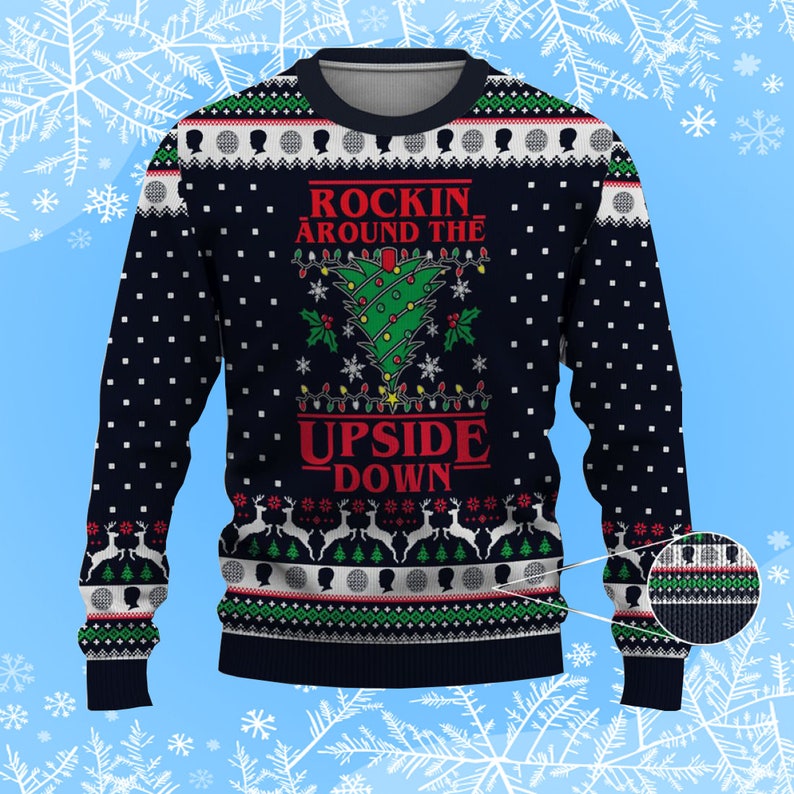 Rocking Around The Upside Down Ugly Christmas Sweater Knitted Sweater Rocking Around The Upside Down Ugly Christmas Sweater Knitted Sweater