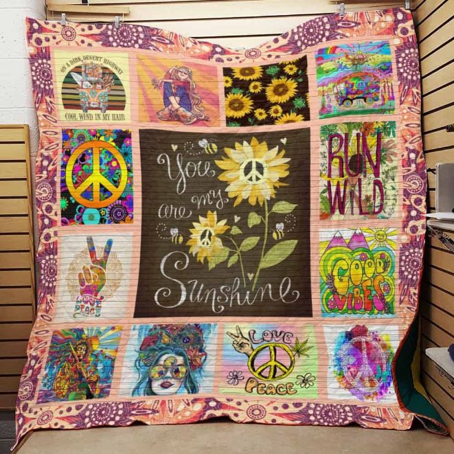 Run Wild You Are My Sunshine Hippie Fleece Quilt Blanket Gift