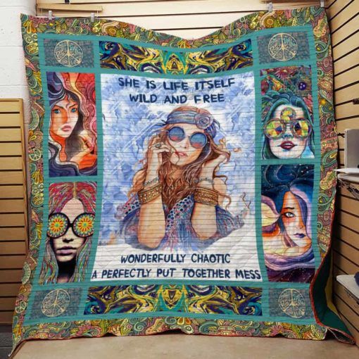 She Is Life Itself Wild And Free Hippie Fleece Quilt Blanket Gift