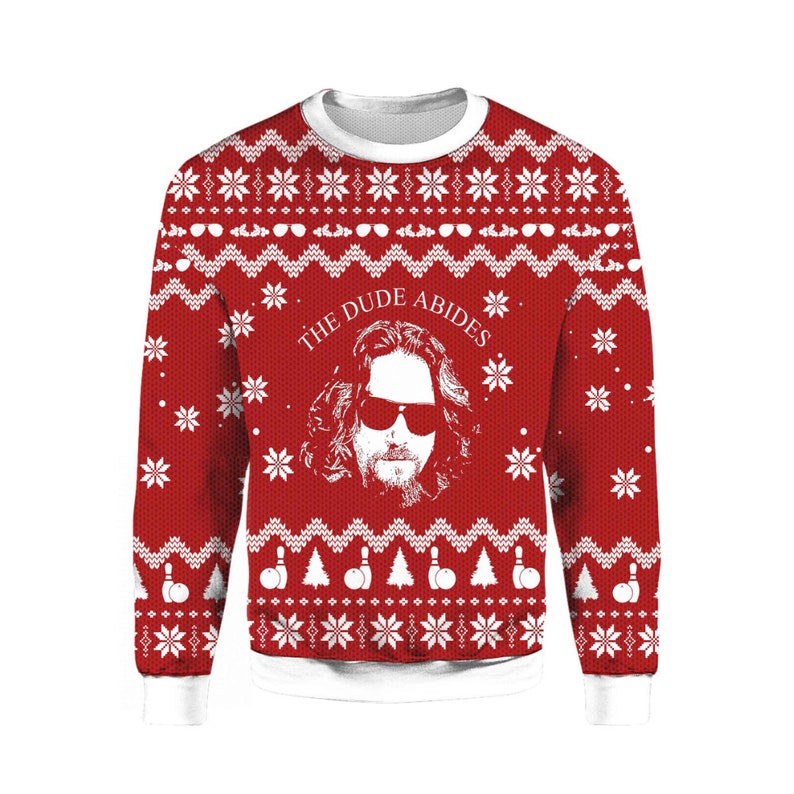 The Big Lebowski The Dude Abides Ugly Christmas Sweater Knitted Sweater