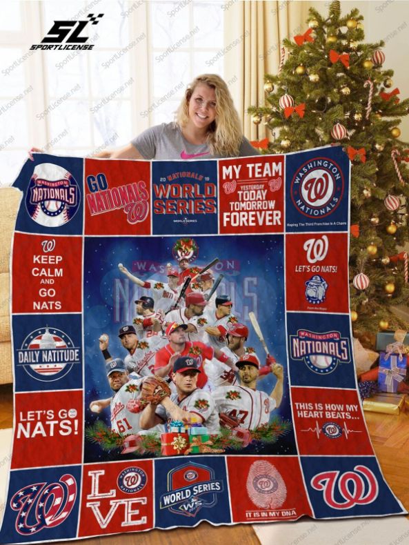 Washington Nationals Christmas Tree Lets Go Nats Fleece Quilt Blanket Comfortable