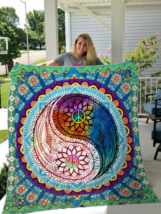 Yin Yang Hippie Fleece Quilt Blanket Gift