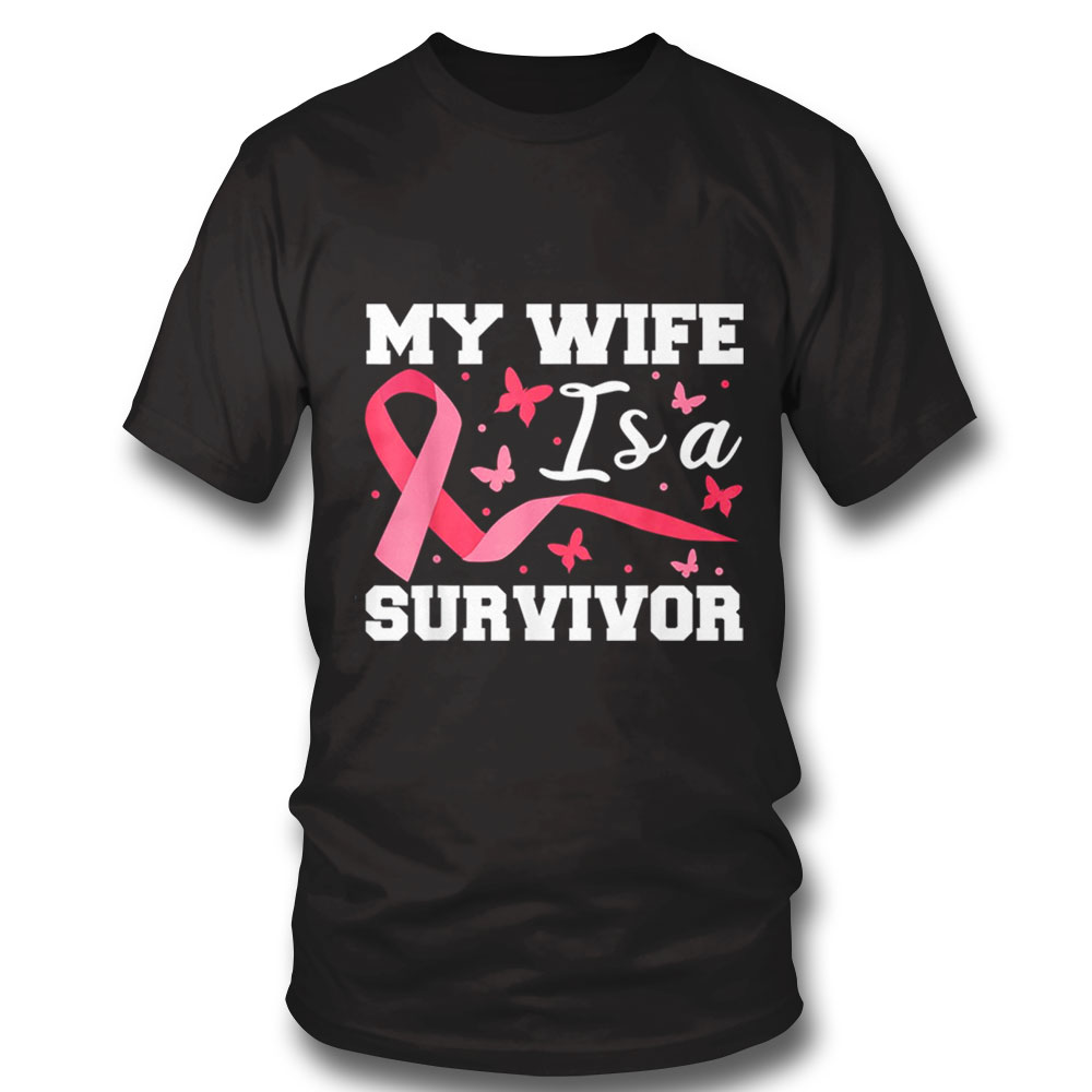 I Wear Pink For My Wife Husb Survivor Breast Cancer Awareness T Shirt Long Sleeve, Ladies Tee