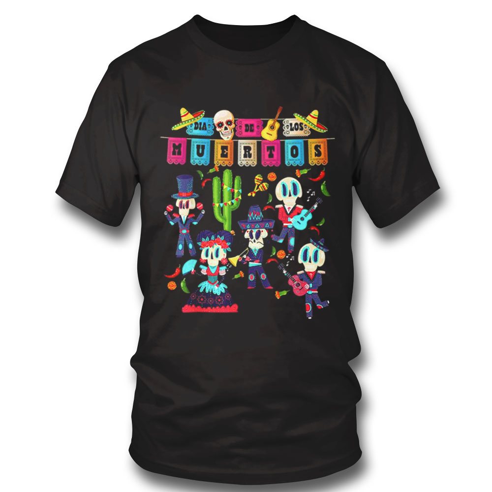 Mexican Papel Picado Banner Cute Dia De Los Muertos Figures Halloween Shirt