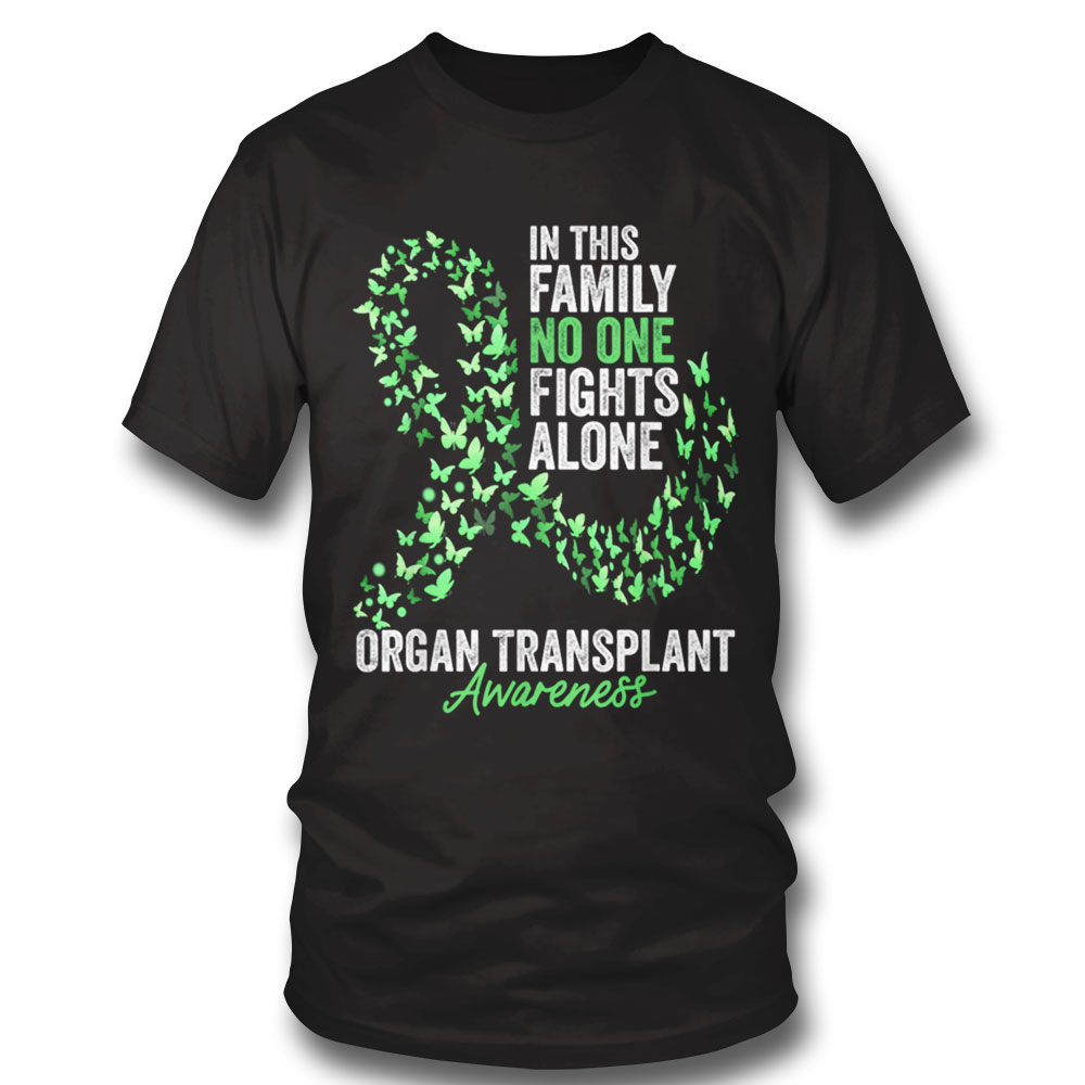 Organ Transplant Awareness Month Butterflies Green Ribbon T-shirt Long Sleeve, Ladies Tee