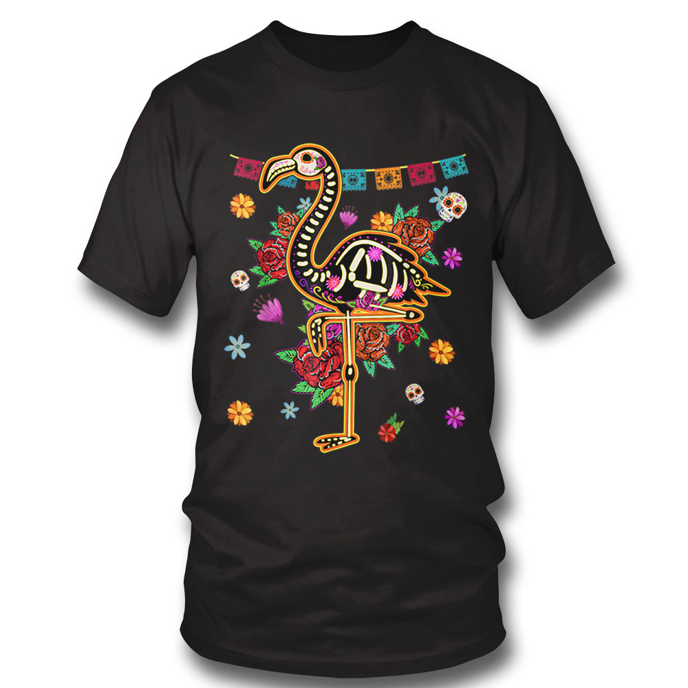 Sugar Skull Mexican Flamingo Bone Halloween Family Shirt