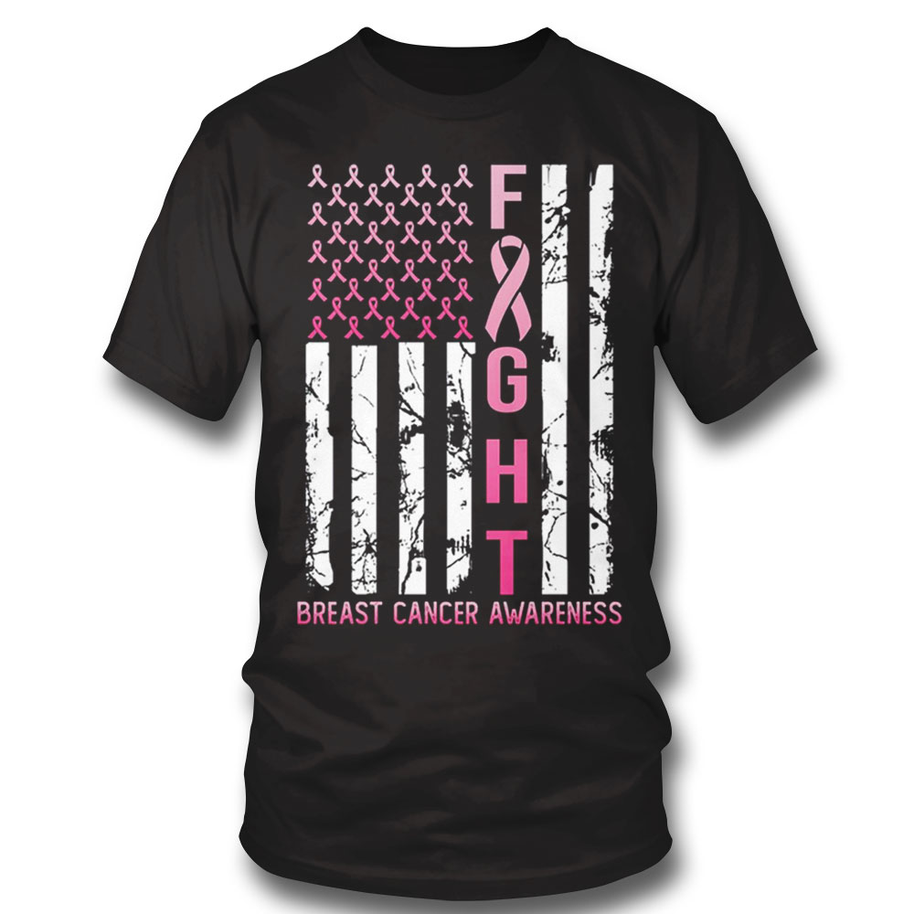 Usa Pink Flag Breast Cancer Awareness T Shirt