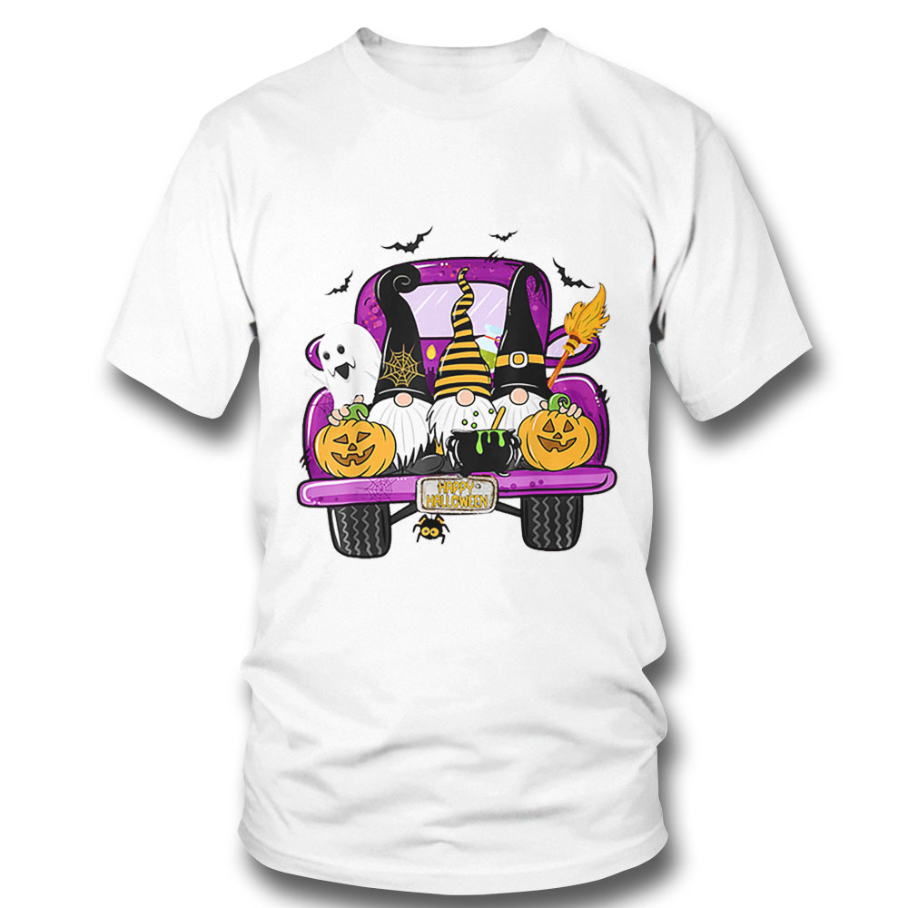 Boo Pumpkin Witch Gnomes In Halloween Truck Funny Holiday Shirt