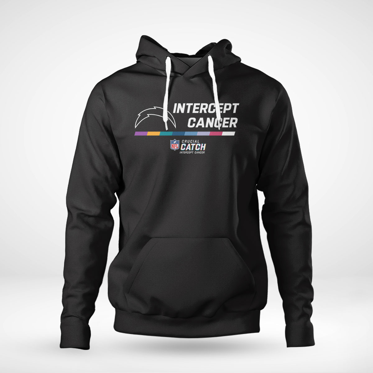 Los Angeles Chargers 2022 Nfl Intercept Cancer Crucial Catch Therma Performance Pullover Hoodie T-shirt Long Sleeve, Tank Top