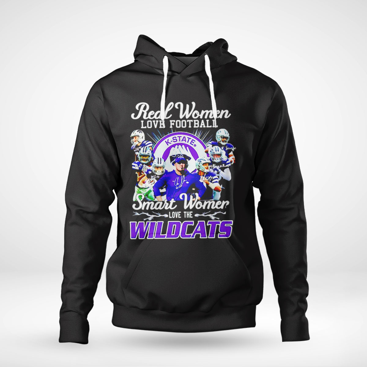 Real Women Love Football Smart Women Love The Kansas State Wildcats Signatures Shirt Long Sleeve, Ladies Tee