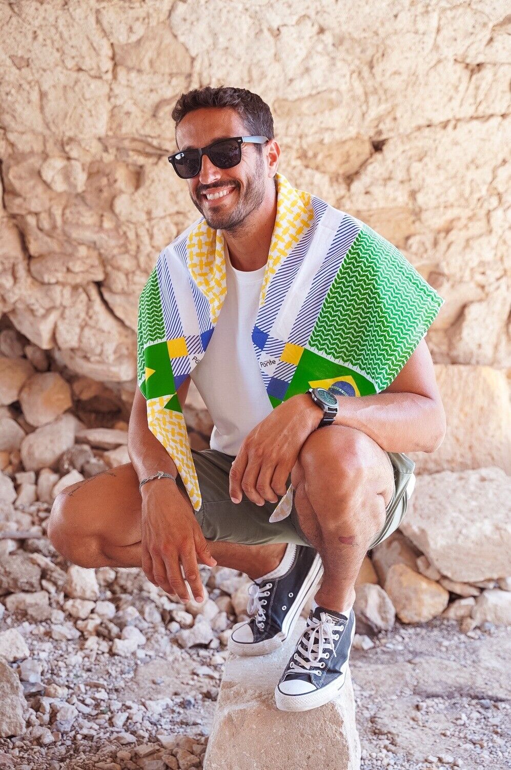 2022 World Cup Keffiyeh Brazil Shemagh Wrap Headwear Scarf For Fan Football Ghutra Scarf