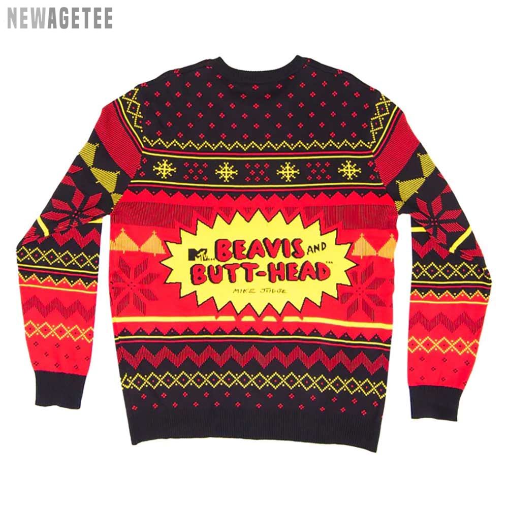 Beavis And Butt-head Mtv Rock And Roll Three Color Bandits Ugly Christmas Sweater Gift Xmas