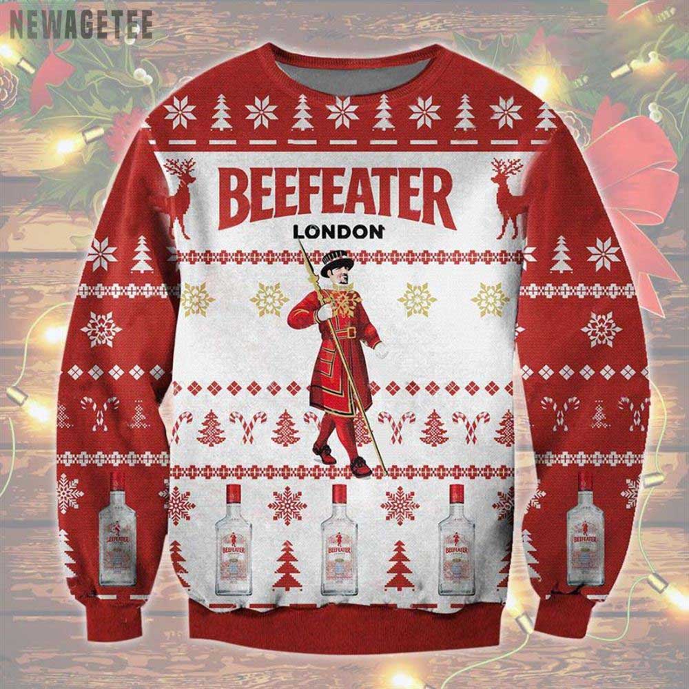 Beefeater London Dry Gin Ugly Christmas Sweater Holiday Drinking Gift Gift Xmas