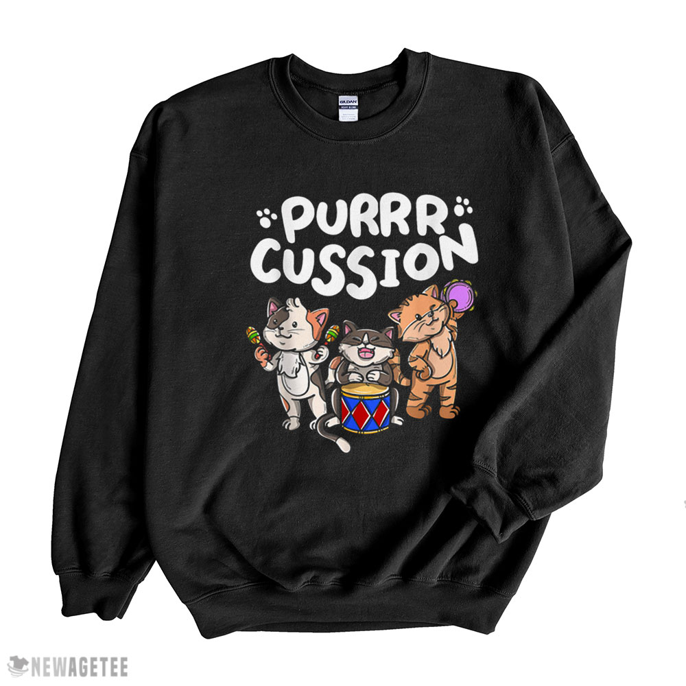 Funny Purrr Cussion Kitty Cat Percussion Player Music T Shirt Long Sleeve, Ladies Tee