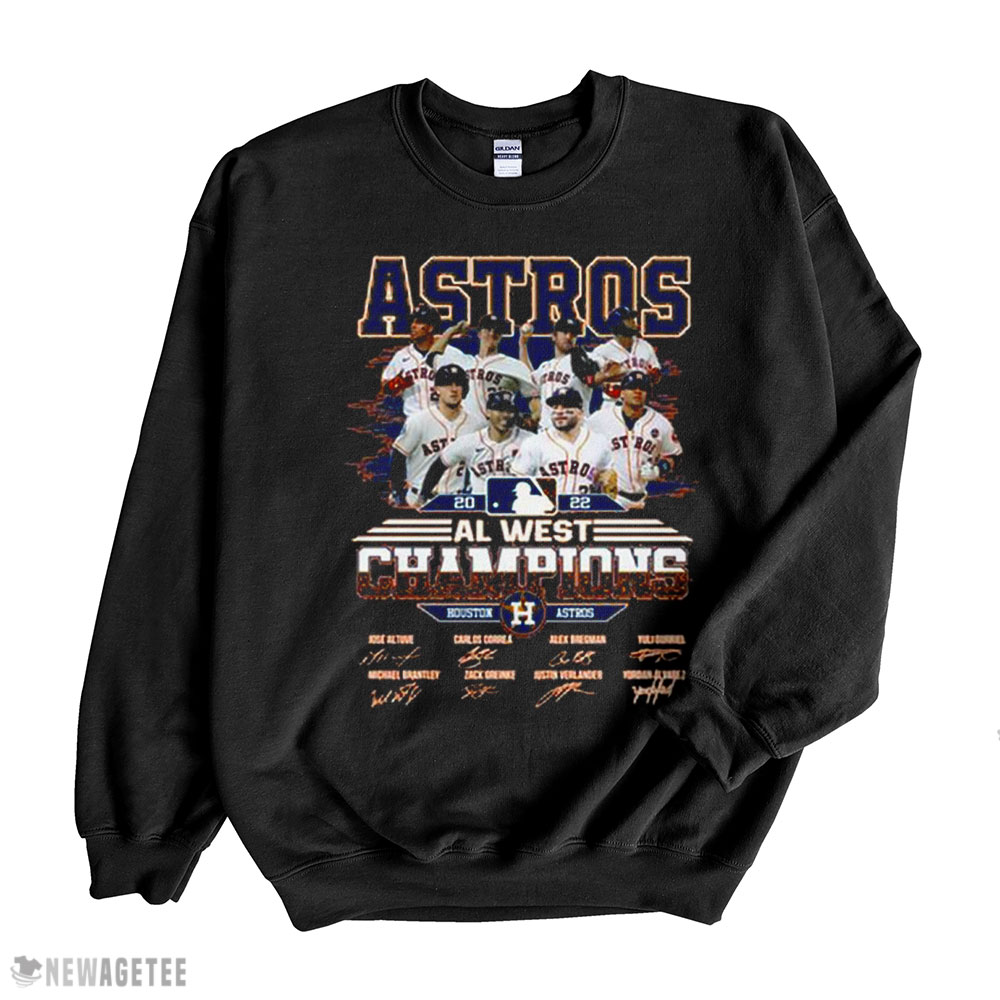 Houston Astros 2022 Al West Champions Signatures Hoodie T-shirt Long Sleeve, Tank Top