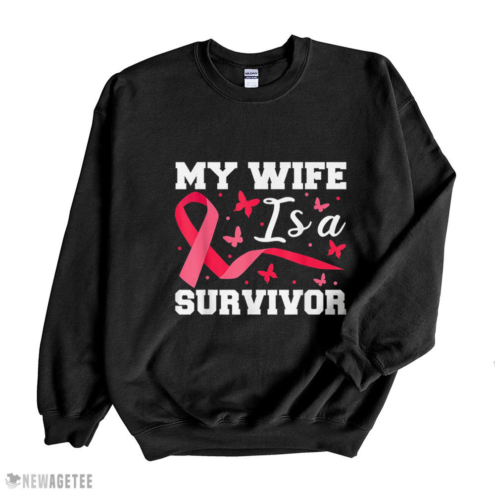 I Wear Pink For My Wife Husb Survivor Breast Cancer Awareness T Shirt Long Sleeve, Ladies Tee