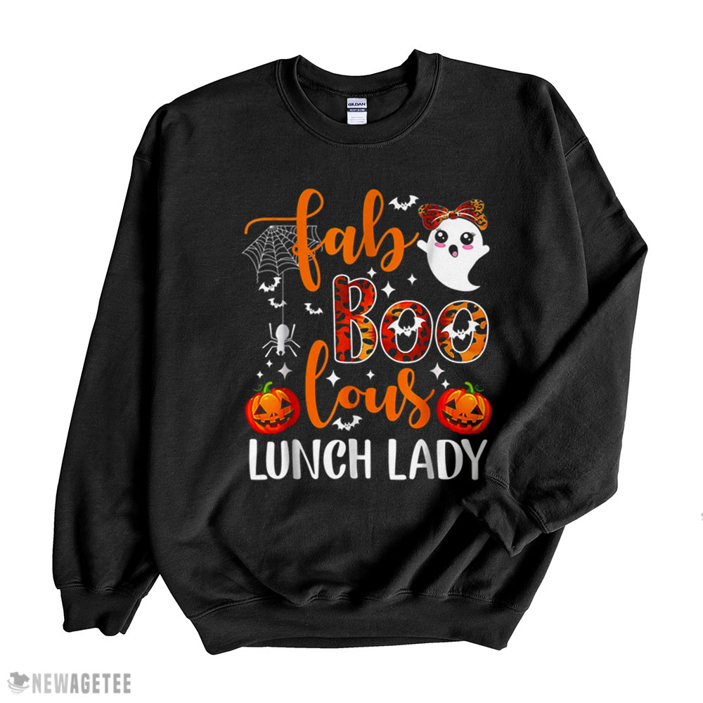 Leopard Fab Boo Lous Lunch Lady Team Teacher Halloween T-shirt Long Sleeve, Ladies Tee