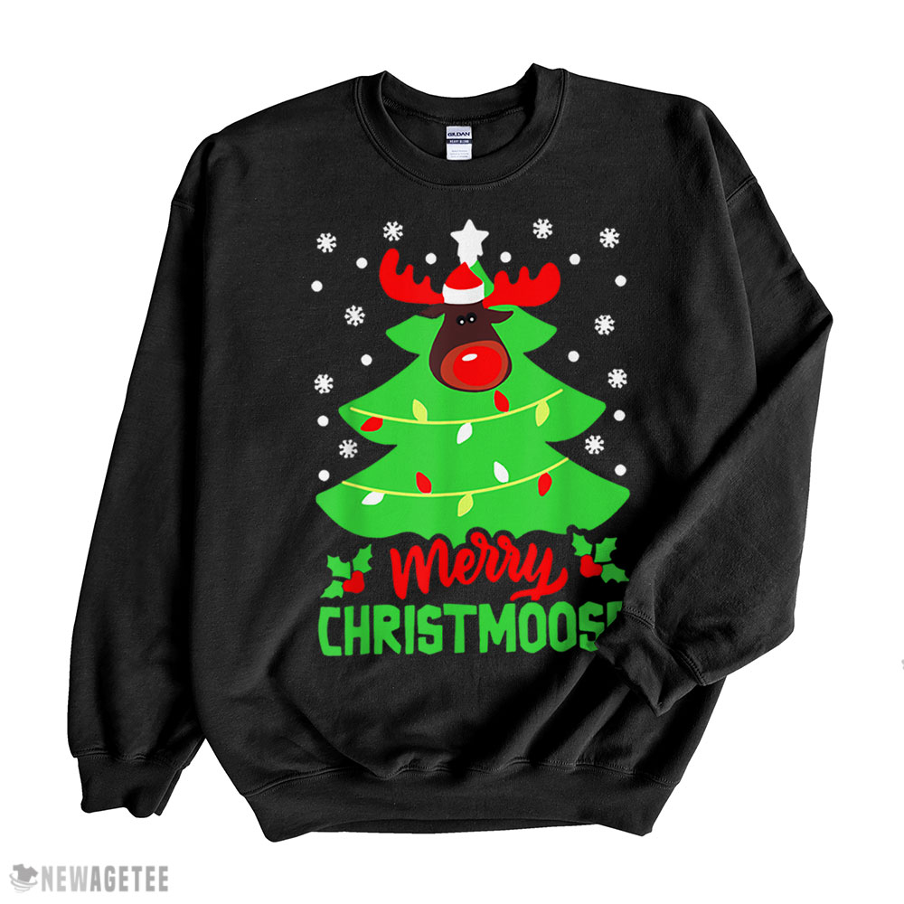 Merry Christmoose Cute Moose Christmas Tree Snow Funny Shirt