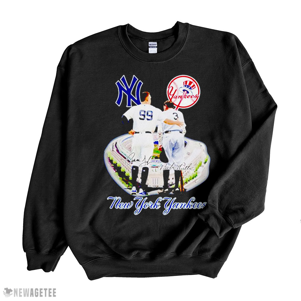 New York Yankees Babe Ruth And Aaron Judge Signatures Shirt Sweatshirt, Tank Top, Ladies Tee