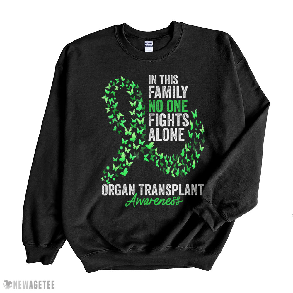 Organ Transplant Awareness Month Butterflies Green Ribbon T-shirt Long Sleeve, Ladies Tee