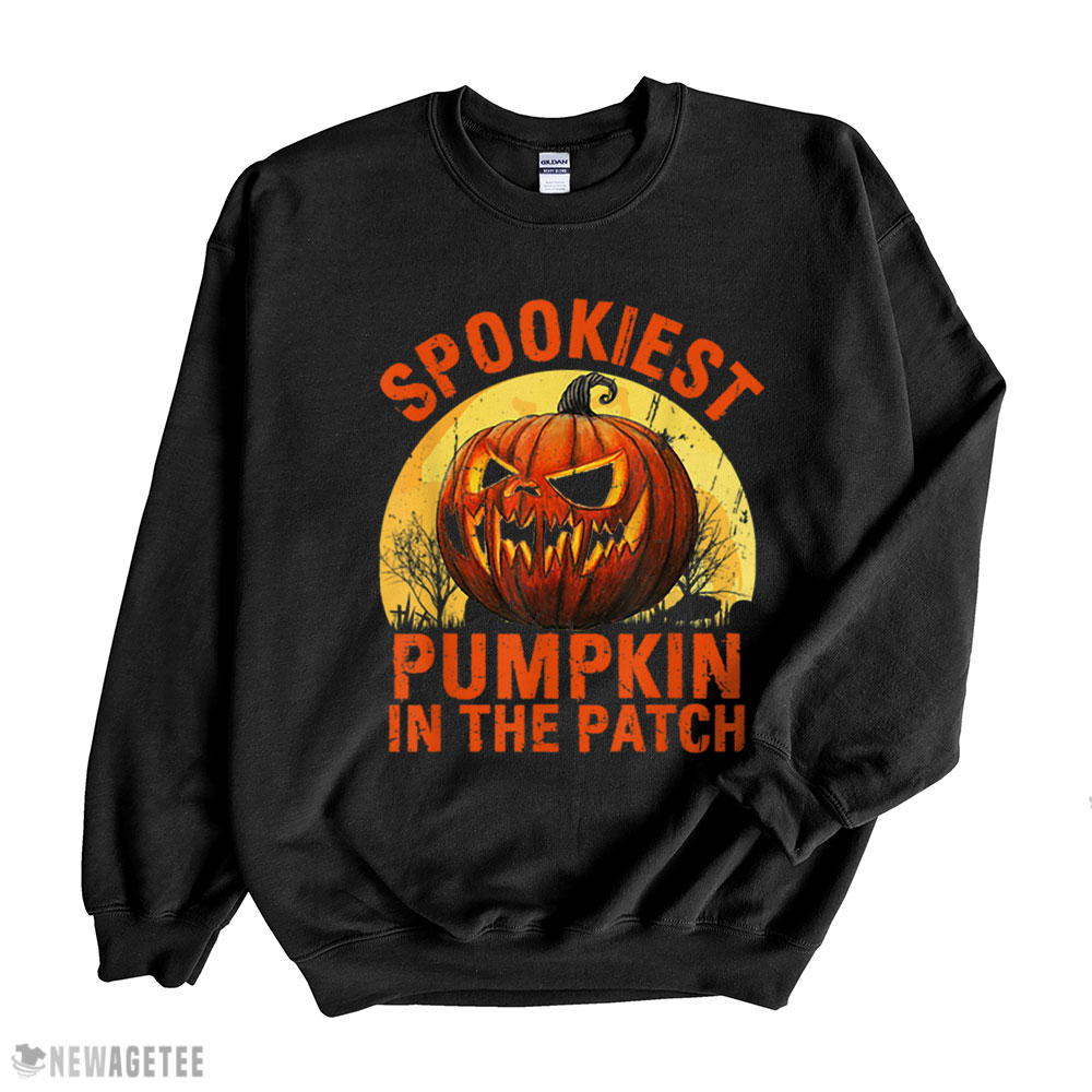 Spookiest Pumpkin In The Patch Kids Boys Men Scary Halloween Shirt