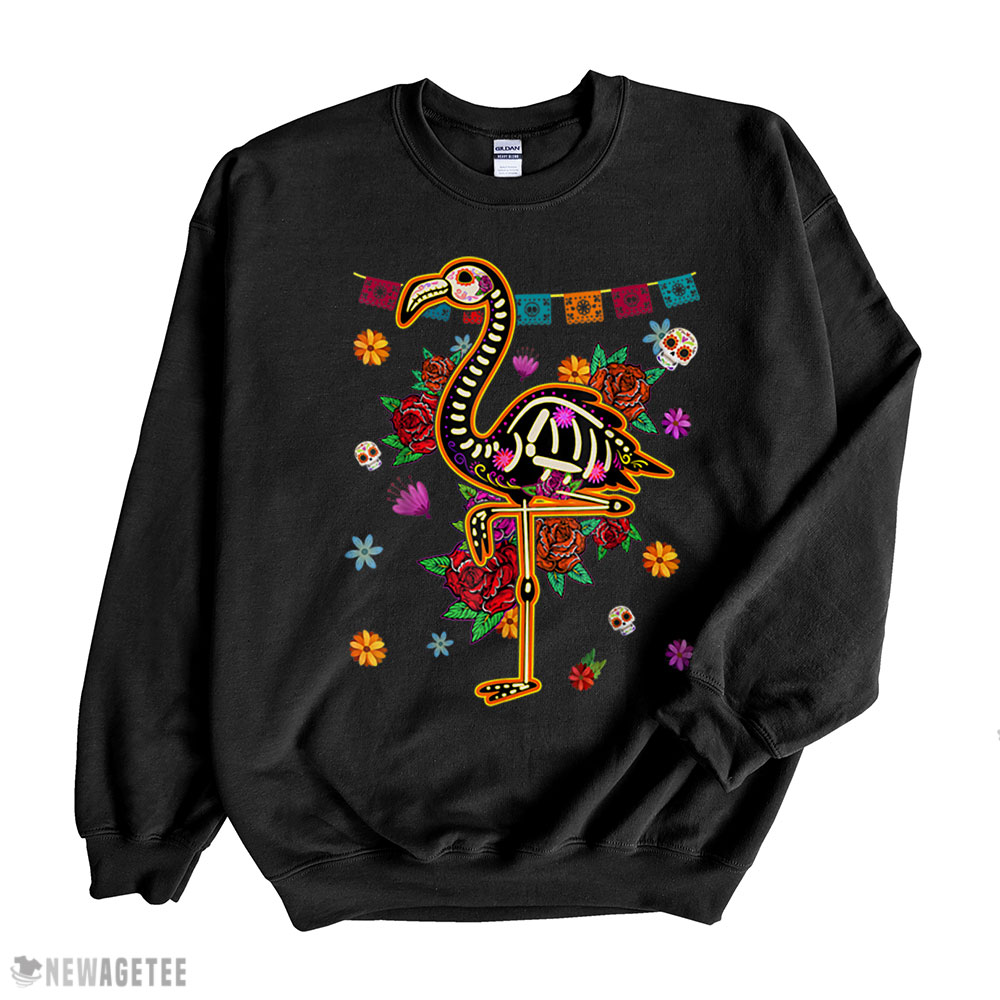 Sugar Skull Mexican Flamingo Bone Halloween Family Shirt