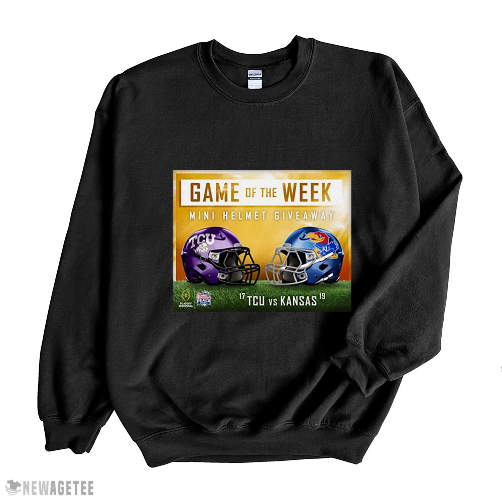 Tcu Vs Kansas Game Of The Week Mini Helmet Giveaway Hoodie T-shirt Long Sleeve, Tank Top