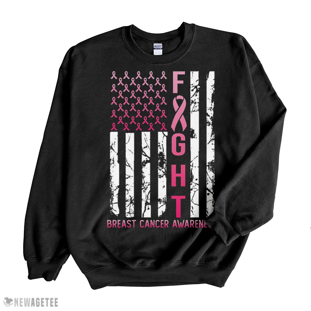 Usa Pink Flag Breast Cancer Awareness T Shirt