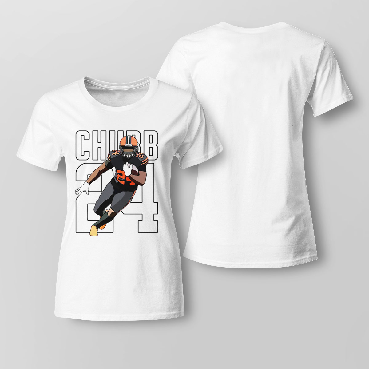 Nick Chubb American Football Number 24 Shirt Long Sleeve, Ladies Tee