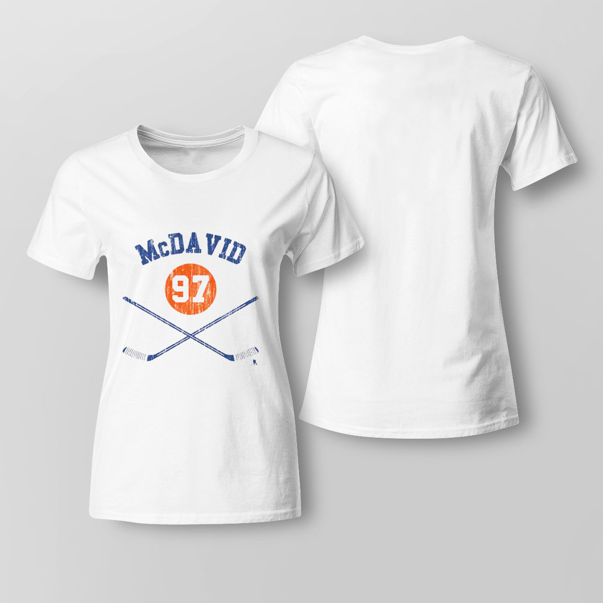 Number 97 Ice Hockey Connor Mcdavid Sticks Hoodie T-shirt Long Sleeve, Ladies Tee