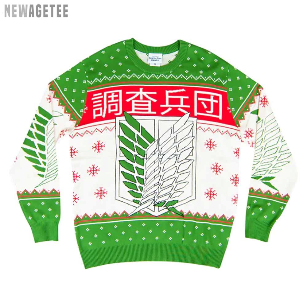 Scout Regiment Attack On Titan 4 Kanji And Swords Ugly Christmas Sweater Knitted Sweater