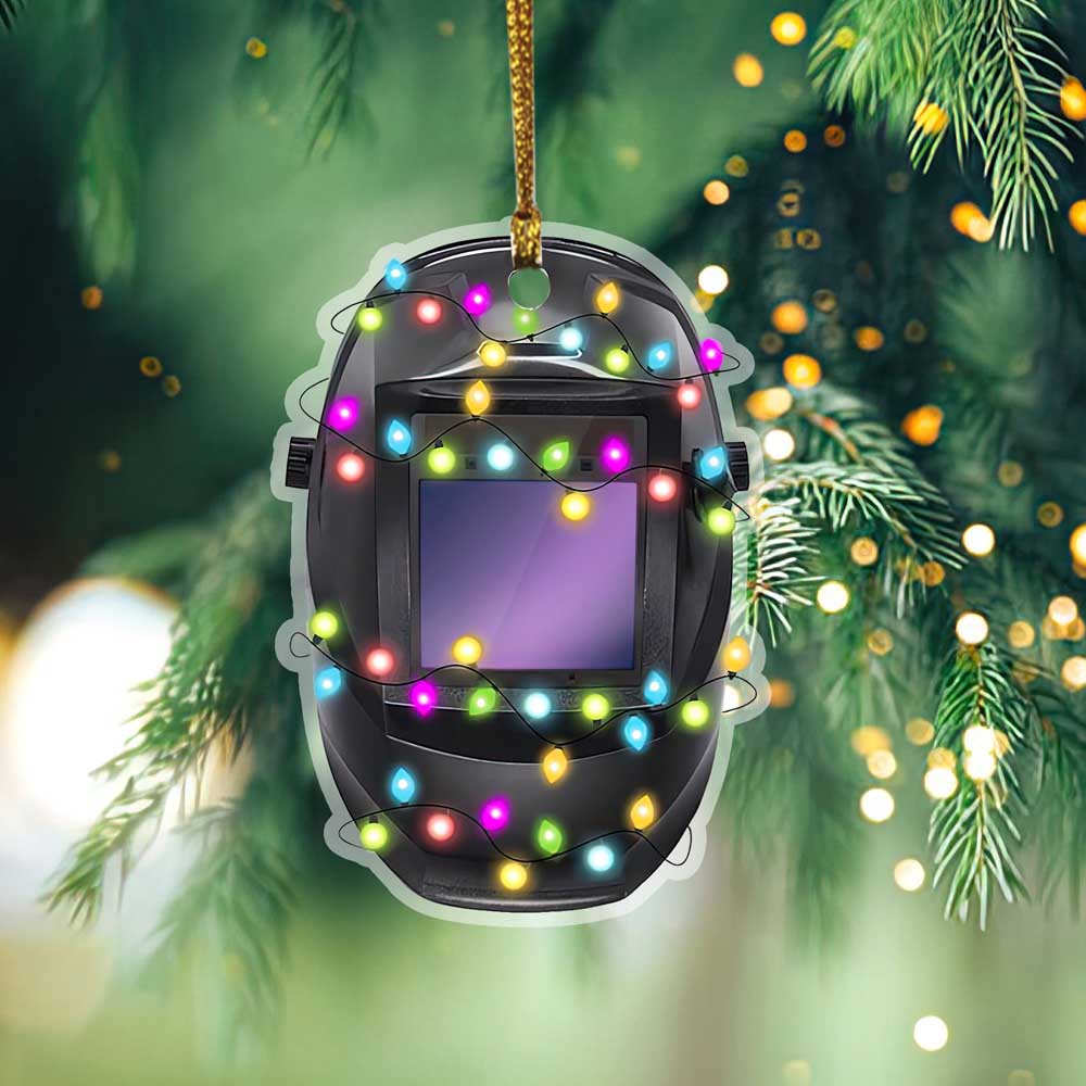 Welding Helmet Ornament Welder Flat Wooden Christmas Ornament Welder Gift Xmas Tree Decor