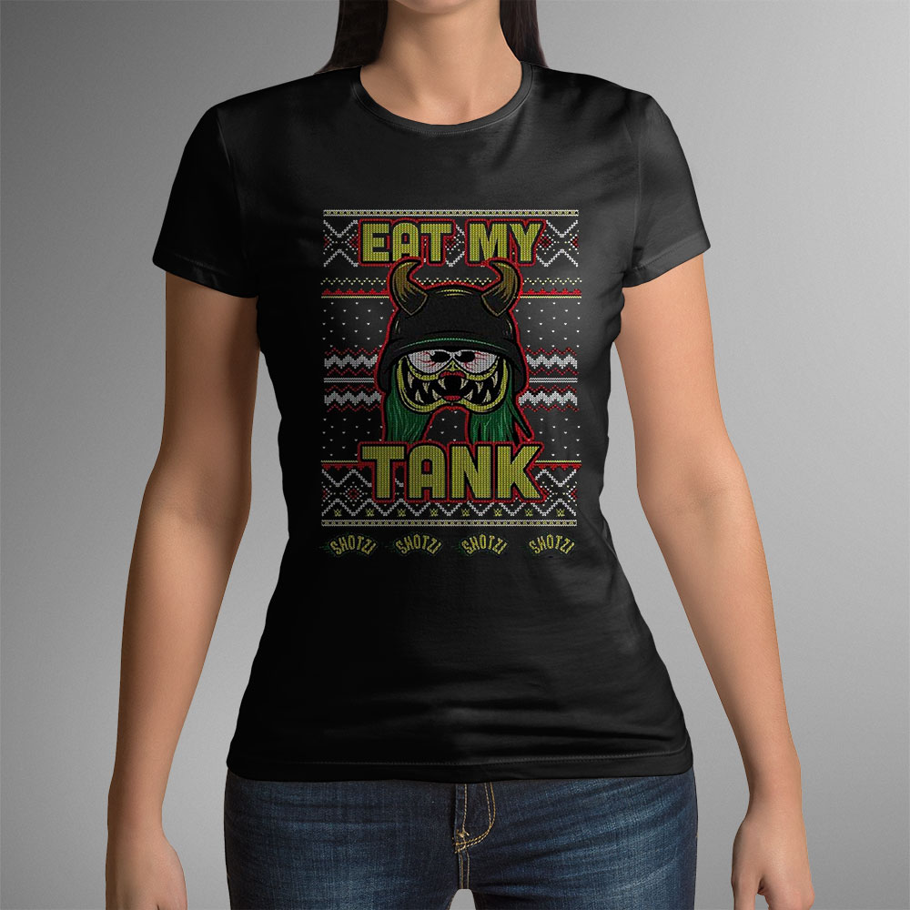 Wwe Shotzi Blackheart Eat My Tank Ugly Christmas Sweatshirt